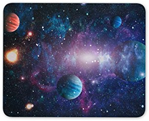 Purple Blue Space Galaxy Mouse Mat - Desk Accessory Computer Office Equipment Planets Moon Nebula Science Night Sky #13188