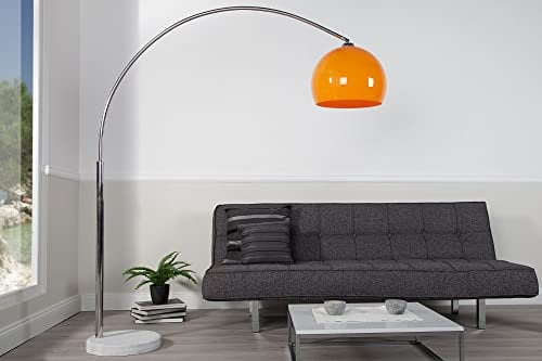 Retro Lampe Beleuchtung 175cm höhenverstellbar beweglich Stehleuchte Chrom Orange Weiß Wohnzimmer