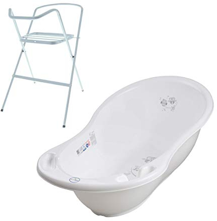Baignoire bébé thermomètre Blanc Owls 86 cm + Pied