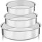 HaWare Set di 3 teglie rotonde in 100% acciaio inox, salutari e resistenti, finitura a specchio, facili da pulire, lavabili in lavastoviglie (20 cm/24 cm/28 cm)