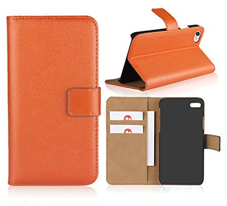 Smart Fit Sport Leather Case for iPhone - SFS Leather Wallet Case for iPhone X/XS 4/4S 5/5S 5C 6/6s 6 Plus 7/8 7 Plus/8 Plus 8 Plus, Leather, Orange, For iPhone 7P/8P