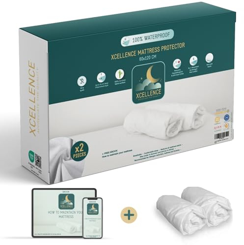 Lot de 2 Protège Matelas 60x120 cm - Alese Bébé Impermeable Silencieuse - Respirante - 100% Bambou - Hauteur 15 cm - Naturellement Anti Acarien et Anti Bacterien - Forme Drap Housse -Bonus