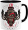 OM3® - V8-Big-Block-Power - Tasse | Keramik Becher | 11oz 325ml | Beidseitig Bedruckt | Schwarz