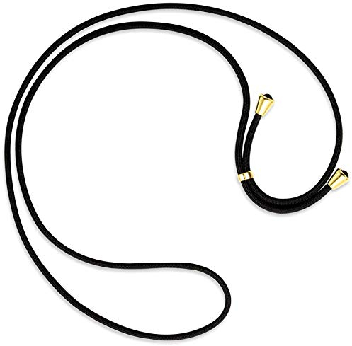 mtb more energy® Ersatz-Band für Handykette - schwarz - inklusive Endkappen (Gold) - hochwertige Austausch-Kordel - Band Seil Kette