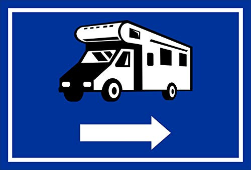 Melis-Folienwerkstatt Schild Wohnmobil Pfeil rechts - 30x20cm - Bohrlöcher - 3mm Aluverbund – 20 VAR S00245-205-F