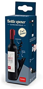 Legami - Apribottiglie, 2,4x11,5 cm, a Forma di Bottiglia di Vino, Cavatappi e Apribottiglie, Magnete sul Retro, in Acciaio Inox e ABS, Pratico e Funzionale