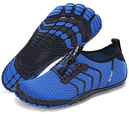 Racqua Strandschuhe Schnelltrocknend Barfuß Wasser Aqua Sport Schwimmen Surfen Pool Wandern Tauchen Walking für Herren Damen Blau 39