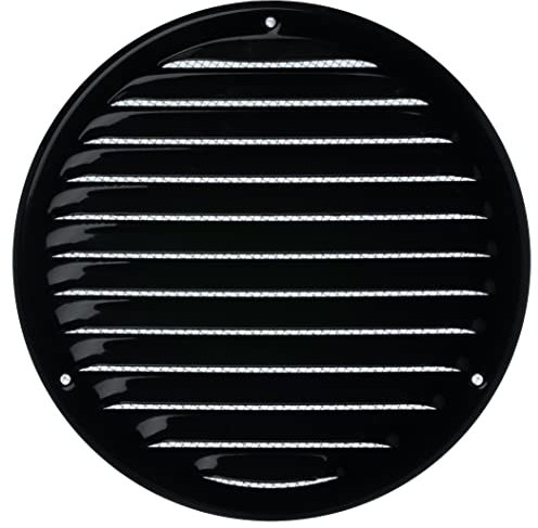Steinberg14 Grille d'Aération Ronde 160mm - Noir avec Maille de Protection - Grilles de Ventilation - Registre d'évacuation d'air