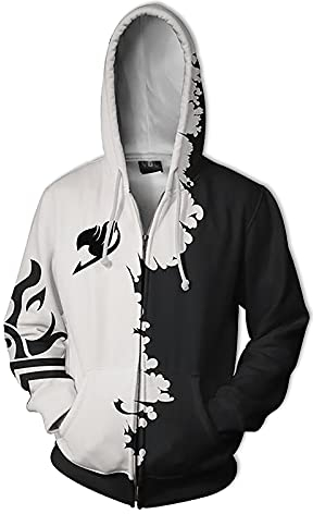 jiminhope Anime Fairy Tail Kapuzenpullover END Natsu Reißverschluss-Sweatshirt Gray Fullbuster Pullover Erza Jellal Langarm Cosplay Hoodie