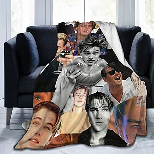 Leonardo Dicaprio Flanelldecke, Collage, leicht, gemütlich, weiche Überwurfdecke, für Couch, Sofa, geeignet für alle Jahreszeiten, 80 x 60 cm