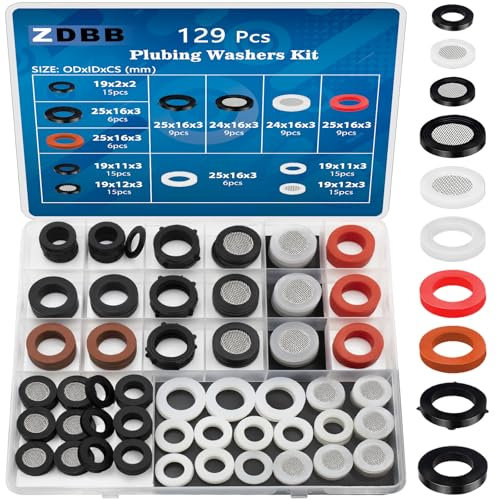 ZDBB 129 PCS Garden Hose Washers Shower Head Gaskets with Screen Filter,Silicone Rubber Washer for 3/4,1/2 Inch Water Fittings Plumbing Shower Hose Splitter Washing Machine Rv Faucet