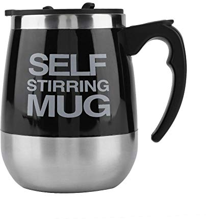 Tyenaza Taza Batidora, taza Auto de Agitación, Tazas de Café con Agitación de Autocalentamiento, Vaso Mezclador Automático Magnético de Acero Inoxidable (Negro)