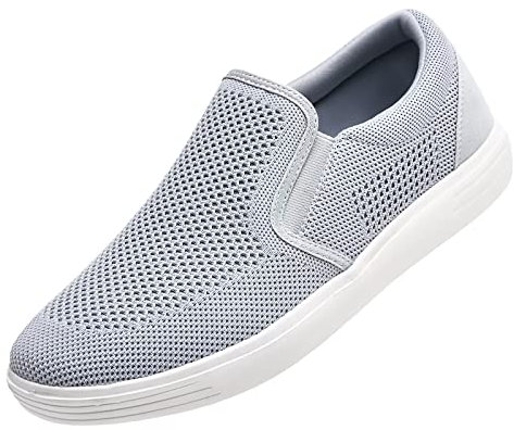 konhill Hombres Slip On Zapatos Entrenadores - Casual Transpirable Cómodo Malla Caminar Zapatos Vestido Sneaker Mocasines EU 42 Gris Claro