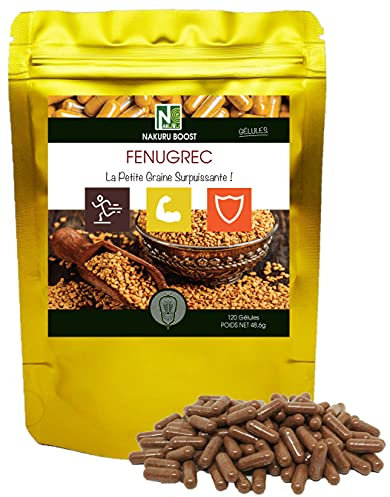 NAKURU | Fenugrec | Gamme Boost | Fabriqué en France | La Petite Graine Surpuissante ! | (120 Gélules de 405mg / Poids Net: 48,6g)