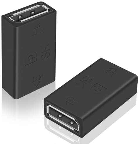 Duttek Adaptateur Displayport, Coupleurs Displayport Femelle vers Femelle 8K@60Hz Adaptateur Displayport Femelle Support Displayport 1.4 pour Ordinateur Portable(2 Pack)