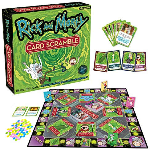 AQUARIUS - Rick and Morty Card Scramble Brettspiel: Strategie-Science-Fiction-Brettspiel für 2-4 Spieler ab 12 Jahren