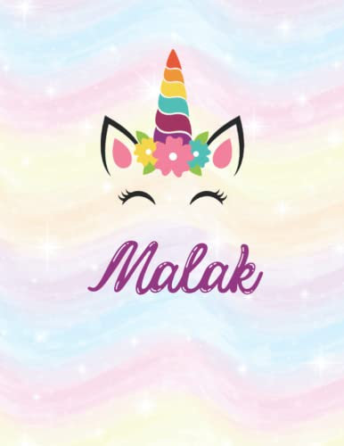 Malak: A Cute Unicorn Sketchbook (8.5 x 11) inches 110 pages With Blank Paper For Girl Name Malak To Drawing, Doodling, Sketching