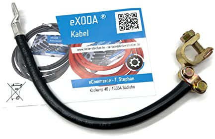 eXODA Cavo di terra della batteria 35 mm² 25cm con capocorda M8 e terminale a polo
