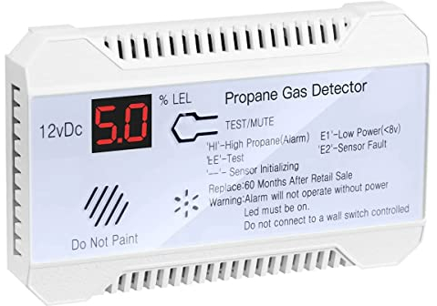 Rilevatore di Propano 12V GPL Sensore di Gas Naturale Allarme di Perdita 85DB per Auto Misuratore di Propano Digitale per La Casa(Bianca)