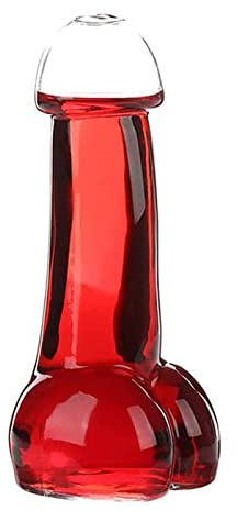 Lot de 1/4 Verres à vin créatifs et drôles - Transparents - pour la Saint-Valentin, Un Anniversaire, Un Bar ou Une soirée (1pcs, 18x8cm)