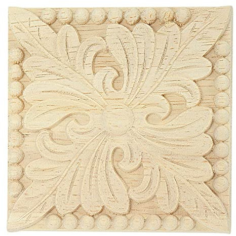 Natürliche Holzapplikationen, Blumenschnitzerei, dekorative Holzleisten für Schranktür, Möbel, Dekoration, Handwerk, 10 x 10 cm