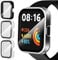 iVoler 3 Pezzi Cover con Vetro Temperato per Xiaomi Redmi Watch 2 Lite, Copertura Completa Custodia Rigida PC, HD Clear Pellicola Protettiva Anti-Graffio Case, 2 Trasparente + 1 Nero
