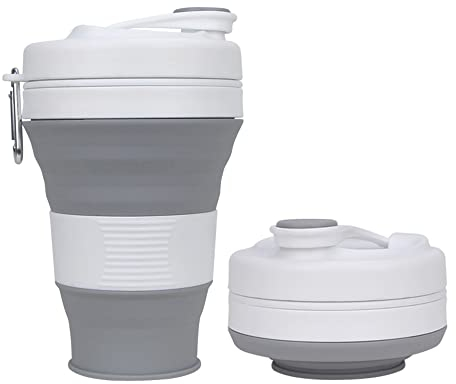 UNNESTAR Tazza da campeggio pieghevole con cannuccia in silicone pieghevole tazza da caffè sport bottiglia portatile da viaggio all'aperto auto 600 ml 20 oz