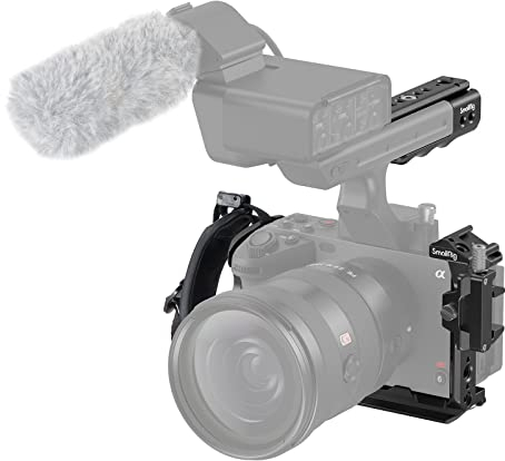 SMALLRIG Handheld Cage Kit for Sony FX30 FX3, Classic Bright Black Surface, with XLR Handle Extension Rig, Wrist Strap and HDMI Cable Clamp - 4184