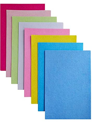 Jtnohx Steifer Filz, 2mm Dickes Filz zum Basteln, 8 Stuck 20x30cm Bastelfilz, Filzstoff Quadrate für DIY-Projekte (Rosa Blau Serie)