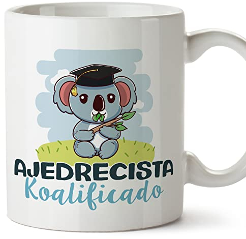 MUGFFINS Tazas para AJEDRECISTA hombre - En Español - Koalificado/koalificada - 11 oz / 330 ml - Regalo original y divertido