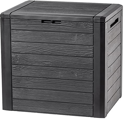 KADAX Caja de almacenamiento de plástico, para almacenamiento de cojines, juguetes para niños y asientos, caja de jardín para jardín y terraza (140 L, marrón oscuro)