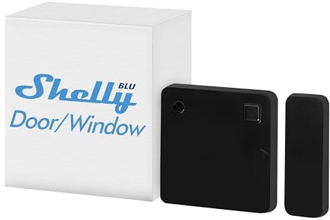 Shelly Blu Door/Window Schwarz | Bluetooth Tür- und Fenstersensor | iOS Android App | Langlebige Batterie | Lux- und Neigungswinkelmessung | Szenen-Aktivierung