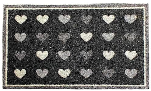 Melody Jane Dolls House Hearts Door Mat Grey & White Welcome Porch Rug 1:12 Printed Card