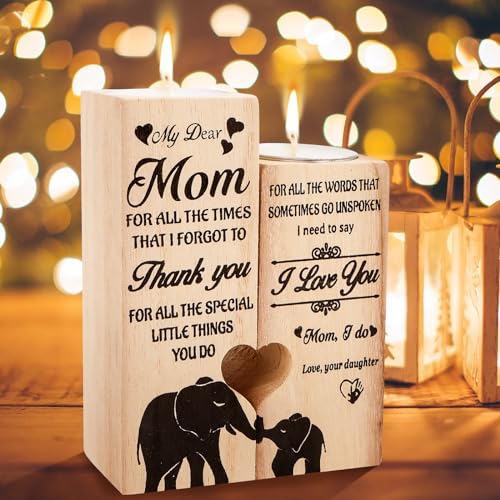 Geschenke für Mama, herzförmige Holz-Kerzenhalter, Kerzenhalter, Geburtstagsgeschenke für Mama von Sohn, Tochter zum Muttertag, Geburtstag, Weihnachten, Erntedankfest (Geschenke für Mama)