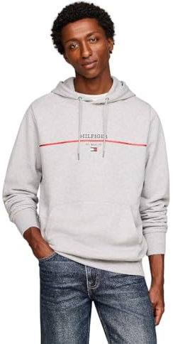 Tommy Hilfiger Herren Hoodie Regular Fit, Grau (Light Grey Heather), S