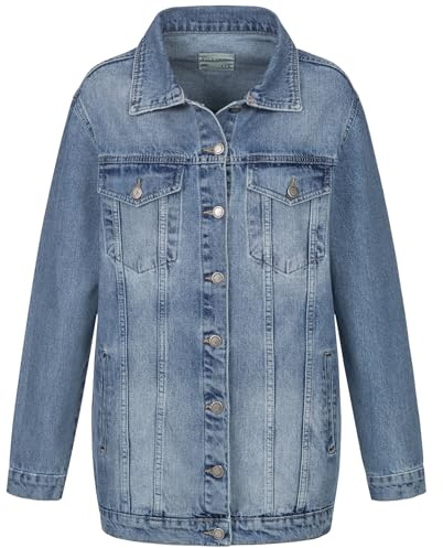 Rock Creek Damen Jeans Jacke Übergangs Jacke Denim Blouson Stretch Lang Boyfriend Jeansjacken Urban Stonewash D-480 Hellblau M