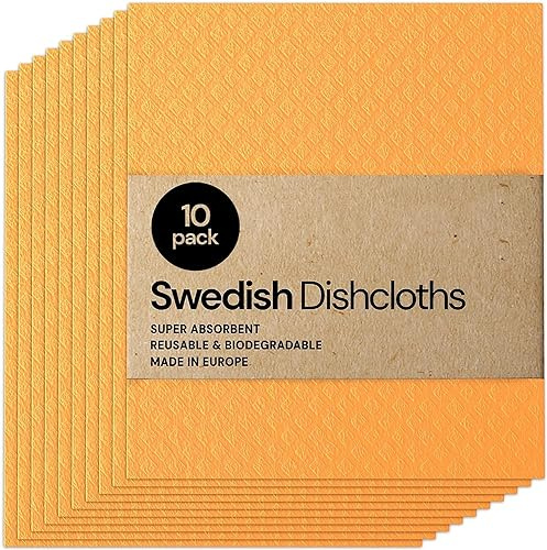 Wholesale Swedish DishCloths for Kitchen- 10 Pack Reusable Paper Towels Washable - Eco Friendly Cellulose Sponge Microfiber Dish Cloths - Kitchen Essentials /1133 ( Size : Orange )