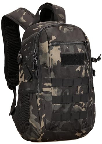 ZHIERNA Sac à dos pour vélo tactique, randonnée, marche, escalade, alpinisme, cyclisme, sac d'école, sac à dos d'école, sac pour ordinateur portable pour les sports de plein air, Noir camouflage.