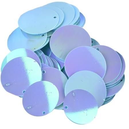 Amagogo 85 Stück 20 mm Flache, lose Pailletten, lose Pailletten, mit Loch, Dekoration, DIY-Kopfschmuck-Zubehör zum Sticken, Blau