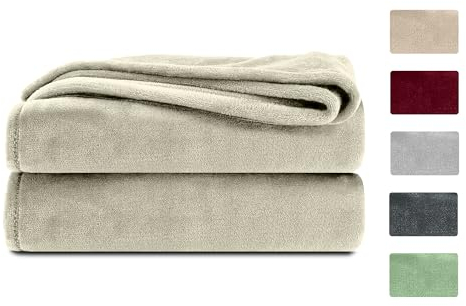 Komfortec Kuscheldecke Flauschig, Wohndecke, Fleecedecke, Oeko-TEX Zertifiziert, Superweich, 150x200 cm, 260 g/m², Ecru