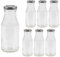 Vitrea 6 Empty Glass Bottles 263 ml Screw Cap Silver - Milk Bottles, Juice Bottles, Small Bottles for Filling with Lid - for Milk, Juice, Smoothies, Oil - Pack of 6, TO43