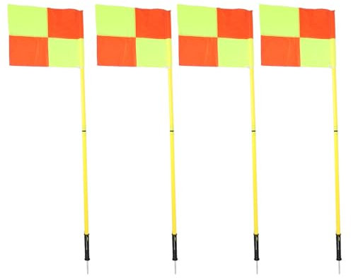 4 Stück 2-teiliges Eckfahnen-Set, Fußballfahnenstangen, 1,5 m Fußballstangen, Fußballausrüstung mit 4 Stück quadratischen Flaggen für das Training im Freien, Fußballplatz