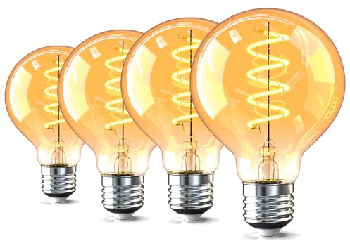 Yexati Edison Vintage LED-Leuchtmittel E27 G80, 4W 2700K Warmweiß, entspricht 40W Glühlampe, Retro-Glühlampe, dekorative Glühbirne, nicht dimmbar, klares Filament, 4er-Pack
