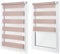 Doppelrollo ohne Bohren – Sichtschutz und Sonnenschutz, Klemmfix – Bleich-Rosa, 75 cm breit (Stoffbreite) x 120 cm hoch (Fensterhöhe) – Duo Rollo für Fenster/Tür, lichtdurchlässig/verdunkelnd