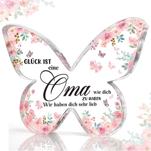 Oma Geschenk Geburtstag,Geschenke für Oma,Beste Oma Oeschenke,Geburtstagsgeschenk für Oma,sinnvolle Geschenk für Oma von Enkel,Acryl Schmetterling,Weihnachten Granny