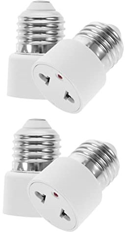 2 Stück E27 Lampenfassung Adapter Zu 2-Poliger Steckdose Sicherer Lichtstecker Für Glühbirnen Beleuchtungszubehör in Weiß
