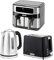 Geepas 1.7L Illuminating Electric Kettle 2 Slice Bread Toaster & 9L Dual Zone Air Fryer Combo Kitchen Set | 2200W Stainless Steel Cordless Jug Kettle | 900W Toaster | Oil Free Dual Basket Air Fryer