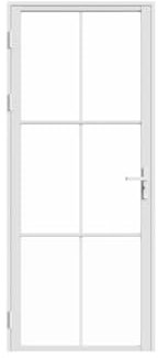Vente-unique-Puerta reversible de aluminio y vidrio templado - Alt. 204 x L73 cm - Blanco - SEROTO