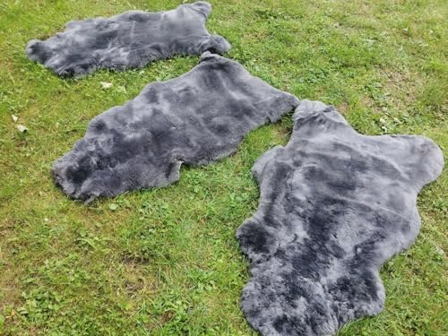 Provellus Echt Deutsche Merino Lammfell Schaffell Grau Dichte Wolle Neu L - XXL (130-140 cm x 70-90 cm)