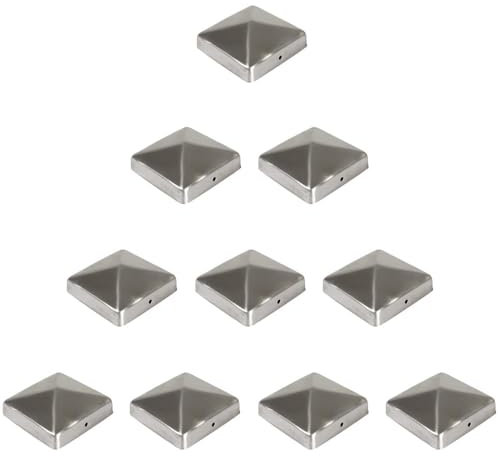 10er Set Pfostenkappe I Material: Edelstahl I Maß: 7x7 cm I Form: Pyramide I Pfostenabdeckung I Abdeckkappe